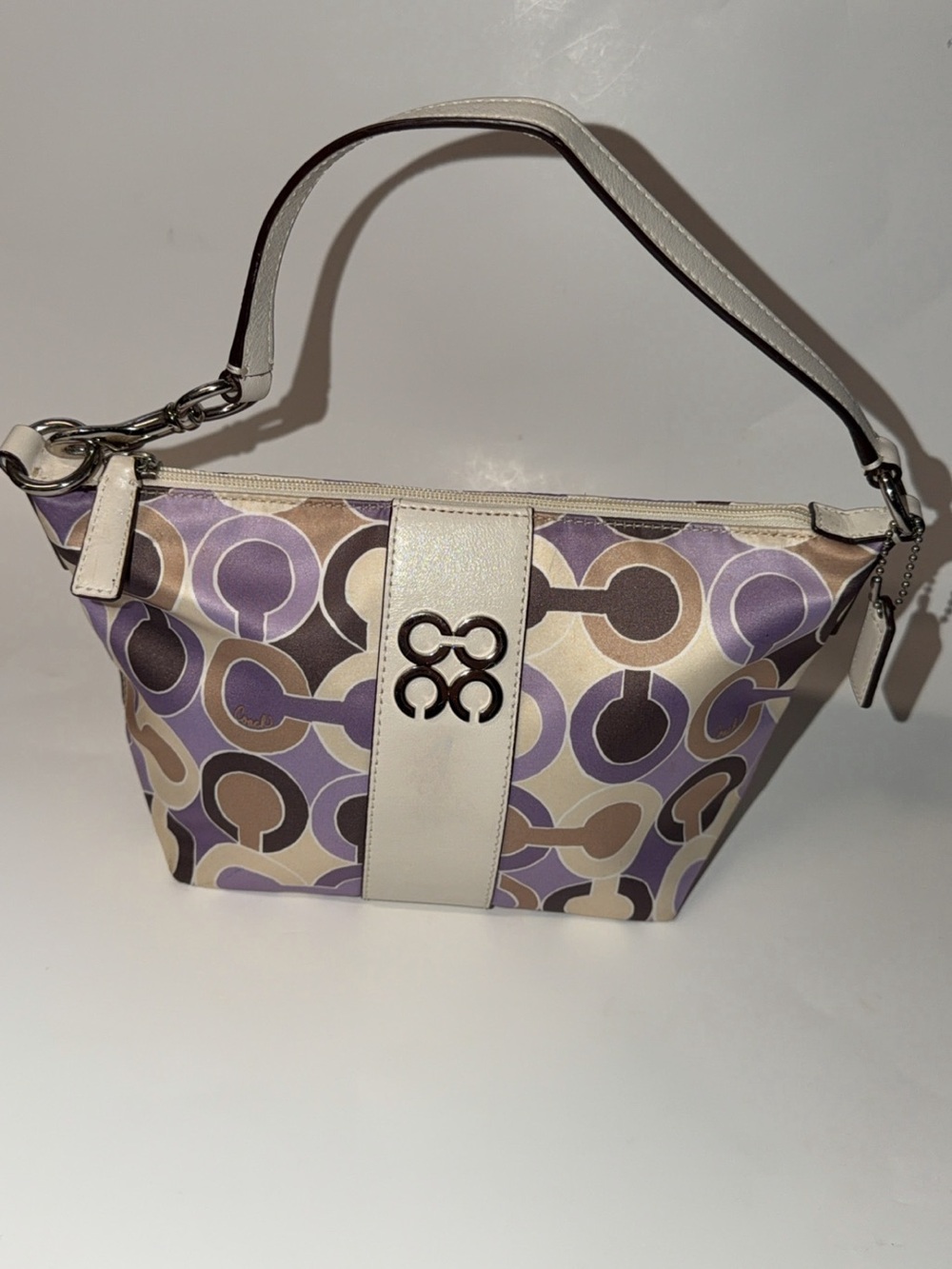 Coach Cream, Lavender & Brown Signature Pattern Shoulder Bag
